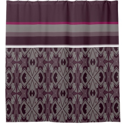 Regal Plum Echoes: Modern Patroon Douchegordijn (Voorkant)