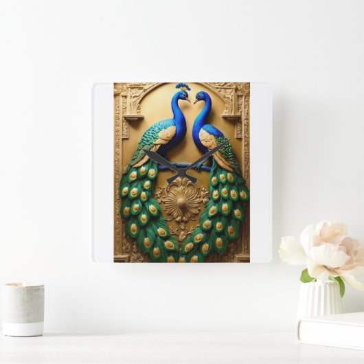 Regal Plumage: Peacock Design Wandklok - Tijd in (Huis)