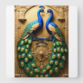 Regal Plumage: Peacock Design Wandklok - Tijd in