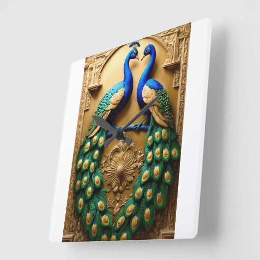 Regal Plumage: Peacock Design Wandklok - Tijd in (Hoek)