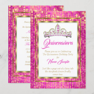 Regal Princess Pink Quinceanera Gold White Kaart