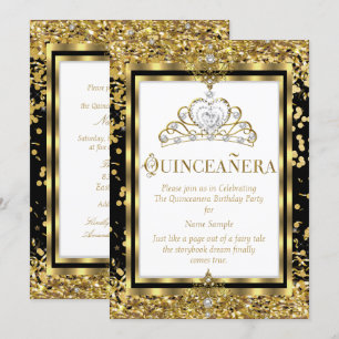Regal Princess Quinceanera 15e Goud Zwart Wit Kaart