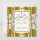 Regal Princess Quinceanera 15th Gold White Tiara Kaart (Voorkant)