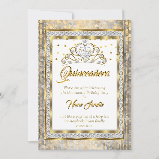 Regal Princess Quinceanera Gold White Silver Kaart (Voorkant)