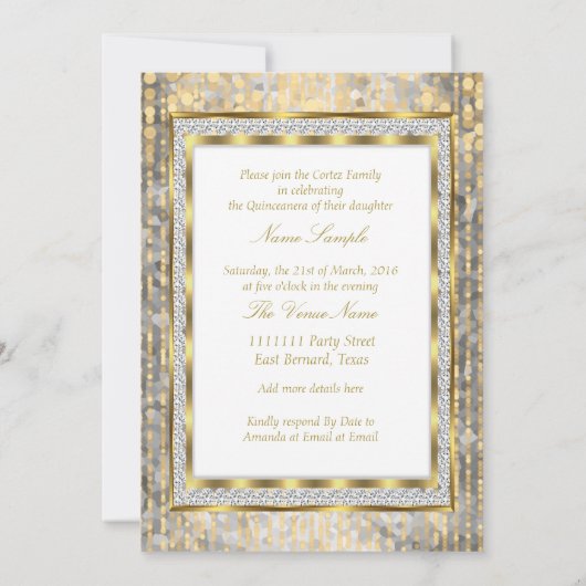 Regal Princess Quinceanera Gold White Silver Kaart (Achterkant)