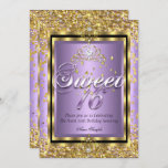 Regal Princess Sweet 16 Gold Lavender Paarse Party Kaart<br><div class="desc">16 Regal Royal Gold Lavender Paars Black. Princess Sweet Sixteen 16th Birthday Party. Gold Sparkle Glitter en White Pearl Silver Tiara. Silver Black White Lace lijst. Partij voor een meisje. Fabuleus product voor tieners meisjes. Uitnodigingsformule. Pas aan om details te veranderen of toe te voegen. Pas je aan met je...</div>