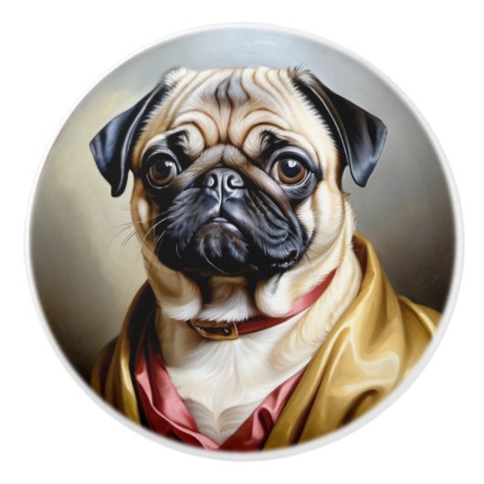 Regal Pug Keramische Knop (Voorkant)