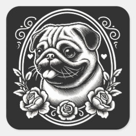 "Regal Pug Profile" Vierkante Sticker