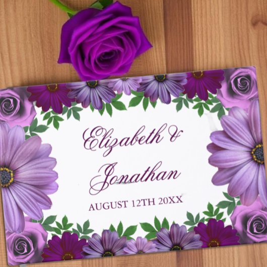 Regal Purple Floral Wedding Gastenboek