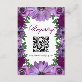Regal Purple Floral Wedding Registry Informatiekaartje