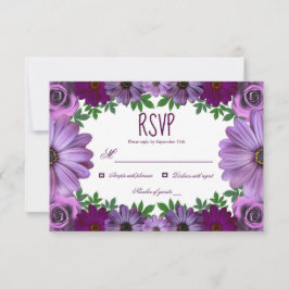 Regal Purple Floral Wedding RSVP Kaartje