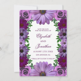 Regal Purple Floral Wedding Save The Date