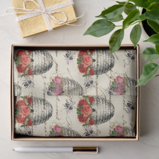 Regal Queen Bee, Beehive & Red Roses Tissuepapier (Geschenk)