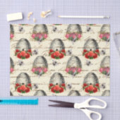 Regal Queen Bee, Beehive & Red Roses Tissuepapier (Craft)