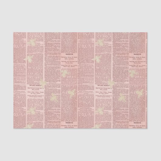 Regal Queen Bee Pink Newspapier Tissue Paper Tissuepapier (Voorkant)