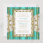 Regal Quinceanera 15e Blauwgroen Jade Gold White T Kaart (Achterkant)