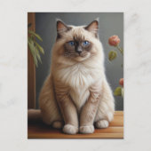 Regal Ragdoll Cat Portrait Fluffy Blue Eyed Briefkaart (Voorkant)