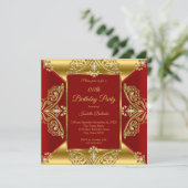 Regal Red Add Age Birthday Party Gold Diamond gem Kaart (Staand voorkant)