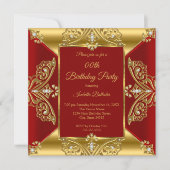 Regal Red Add Age Birthday Party Gold Diamond gem Kaart (Voorkant)
