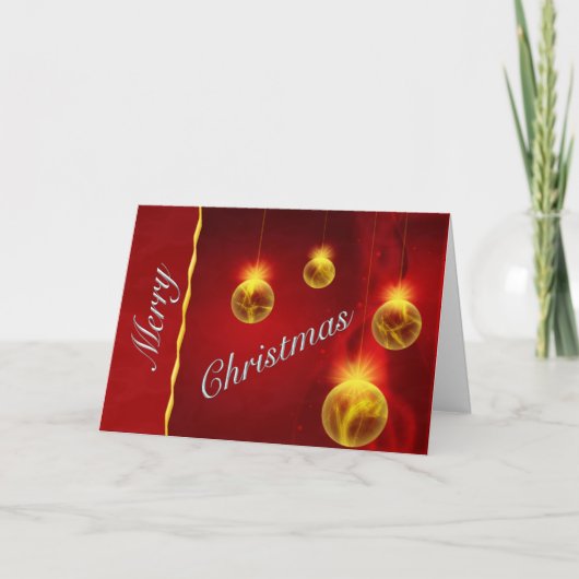 Regal Red and Gold Christmas Balls Greeting Card Feestdagen Kaart (Voorkant)