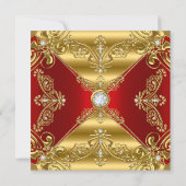 Regal Red Birthday  Gold Faux Diamonds Kaart (Achterkant)