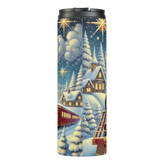 Regal Red Christmas Train Moonlit Journey Thermosbeker (Achterkant)