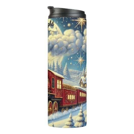 Regal Red Christmas Train Moonlit Journey Thermosbeker (Geroteerd rechts)