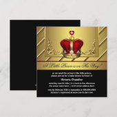 Regal Red en Gold Crown Prince Baby shower Kaart (Voorkant / Achterkant)