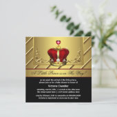 Regal Red en Gold Crown Prince Baby shower Kaart (Staand voorkant)