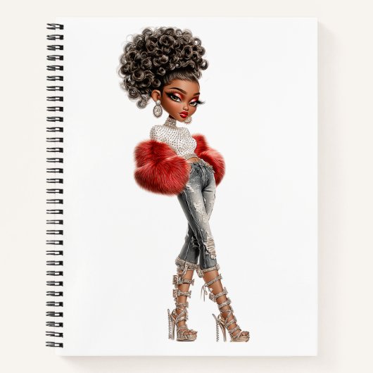 Regal Red Glam Girl Spiral Notebook Notitieboek (Voorkant)