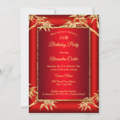 Regal Red Gold Bamboo foto Birthday Party Kaart (Voorkant)