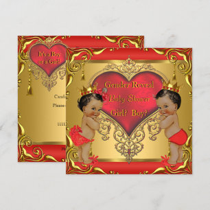 Regal Red Gold Gender onthult Baby shower Etnische Kaart