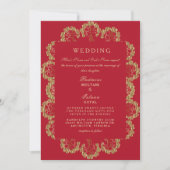 Regal Red & Gold Indian Style Wedding Invitation Kaart (Voorkant)