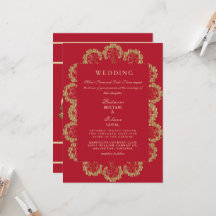 Regal Red & Gold Indian Style Wedding Invitation