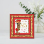 Regal Red Gold Prince Baby shower Ethnic Boy Kaart (Staand voorkant)