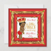 Regal Red Gold Prince Baby shower Ethnic Boy Kaart (Voorkant)