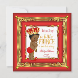 Regal Red Gold Prince Baby shower Ethnic Boy Kaart