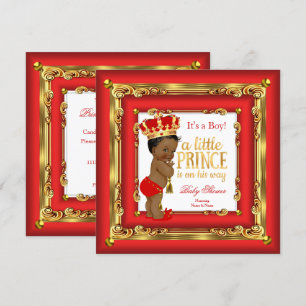 Regal Red Gold Prince Baby shower Ethnic Boy Kaart