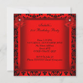 Regal Red Heart Damask 21st Birthday Party Kaart (Achterkant)