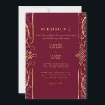 Regal Red Indian Style Wedding Invitation Kaart<br><div class="desc">Uitnodiging voor een Indische bruiloft. Vet rood en goud. Elegant en Regal. Monogram.</div>