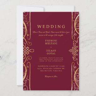 Regal Red Indian Style Wedding Invitation Kaart