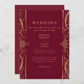 Regal Red Indian Style Wedding Invitation Kaart (Voorkant / Achterkant)