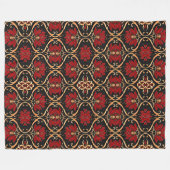 Regal Red Lotus & Golden Filigree Pattern Fleece Deken (Voorkant (Horizontaal))