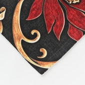 Regal Red Lotus & Golden Filigree Pattern Fleece Deken (Hoek)