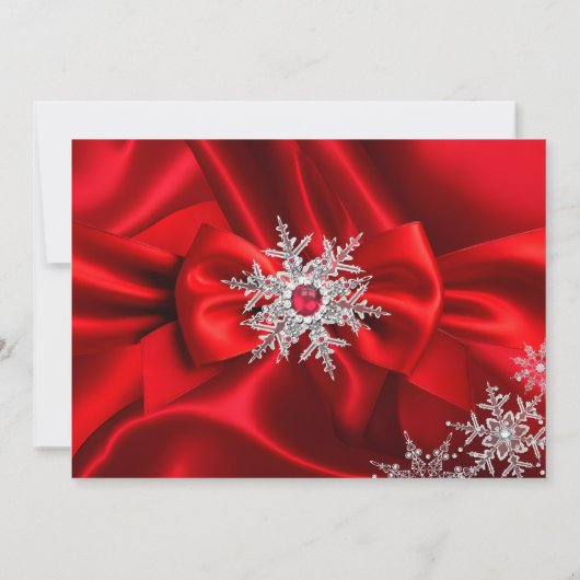 Regal Red Pearl Snowflake Christmas Dinner Party Kaart (Achterkant)