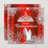 Regal Red Quinceanera Silver Tiara 15e verjaardag Kaart (Voorkant / Achterkant)