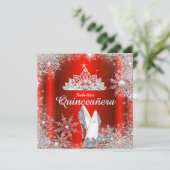 Regal Red Quinceanera Silver Tiara 15e verjaardag Kaart (Staand voorkant)