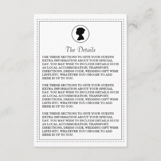 Regal Regency bruiloft details Kaart (Voorkant)