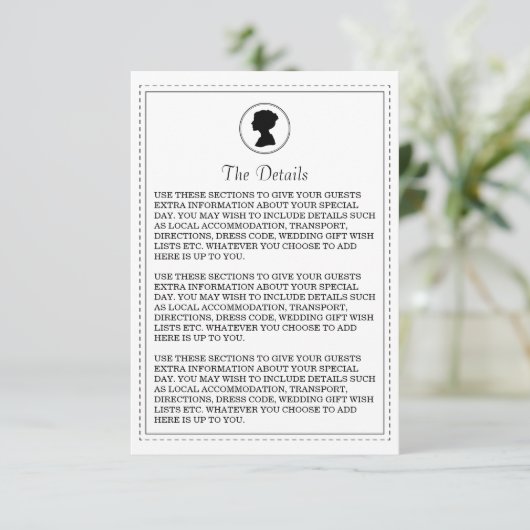 Regal Regency bruiloft details Kaart (Staand voorkant)