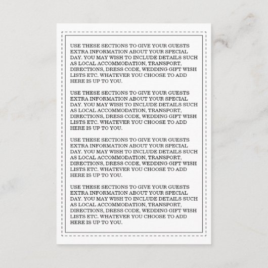 Regal Regency bruiloft details Kaart (Achterkant)